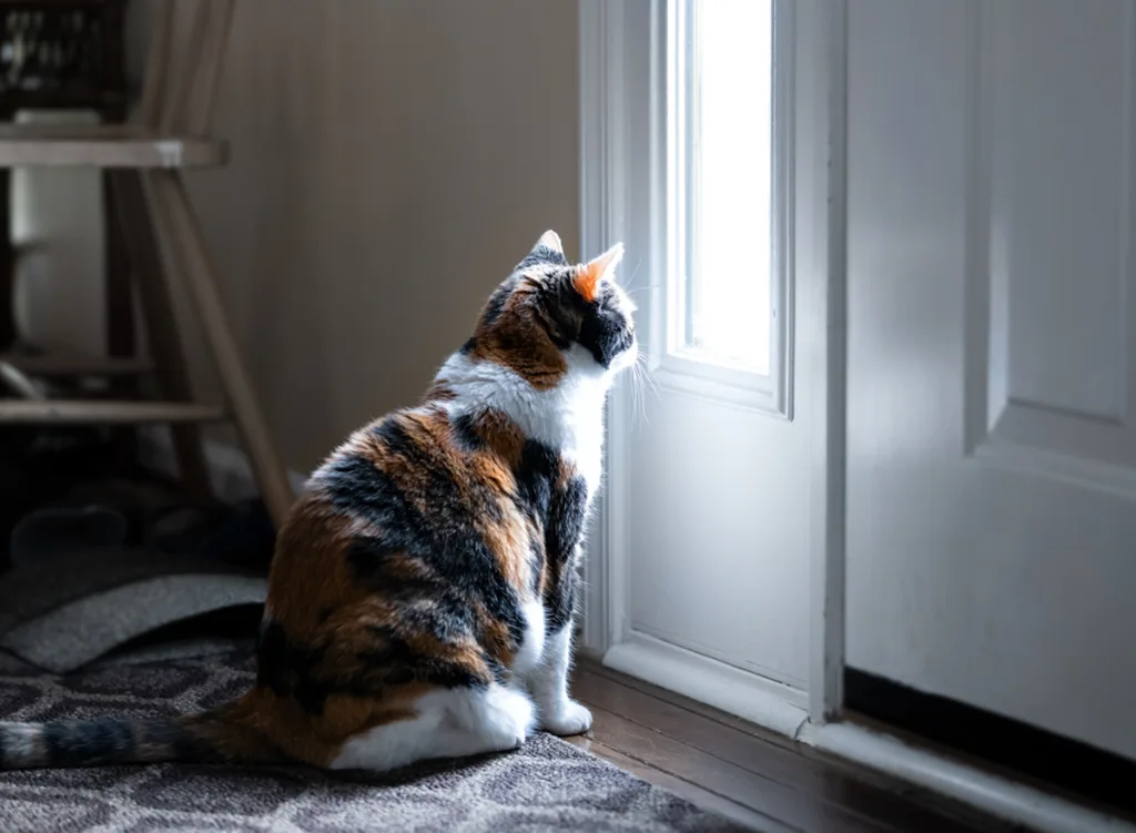 Cat staring out a window